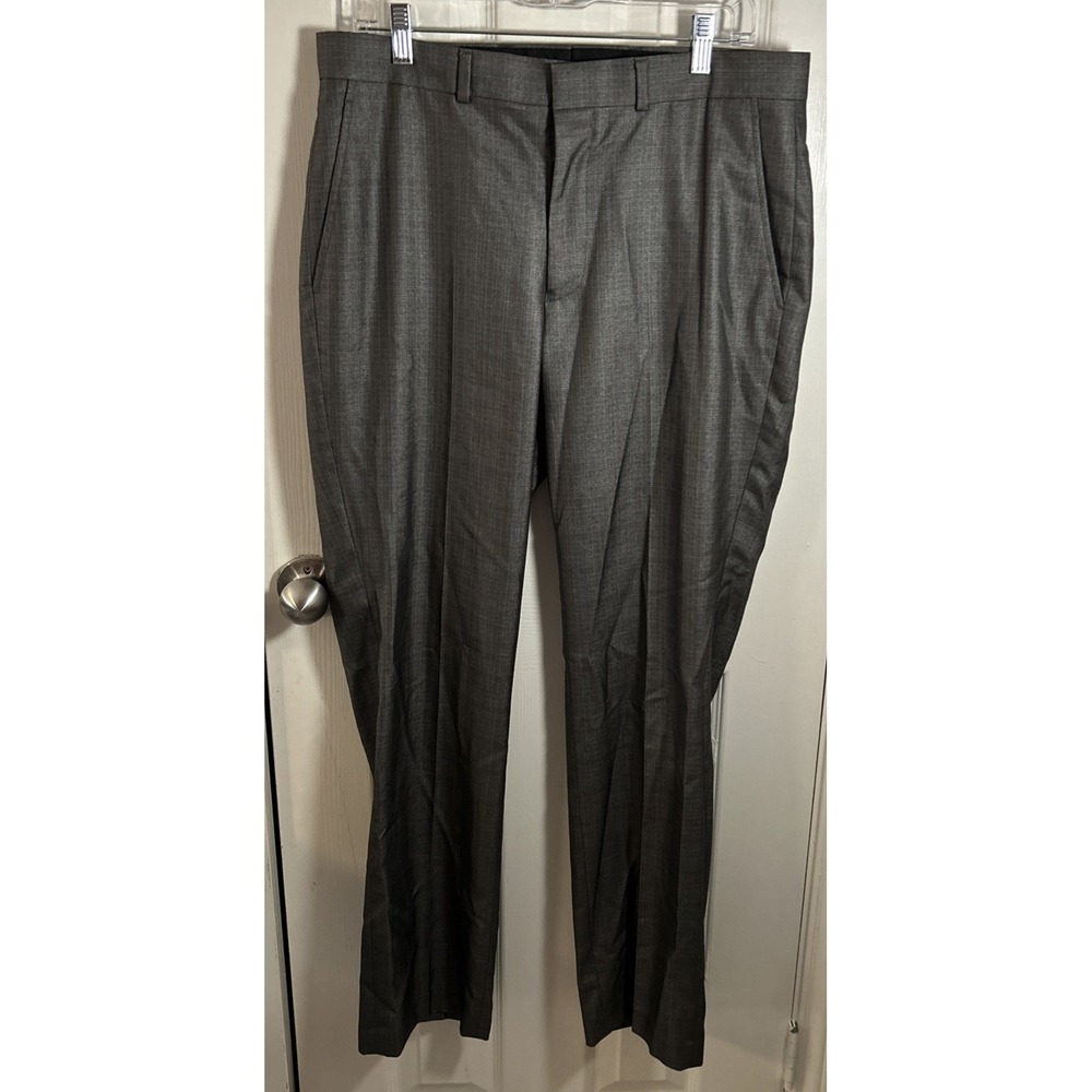 Billy London Dress Pants Mens 34x32 Sharkskin Gray Flat Front Suit Trouser